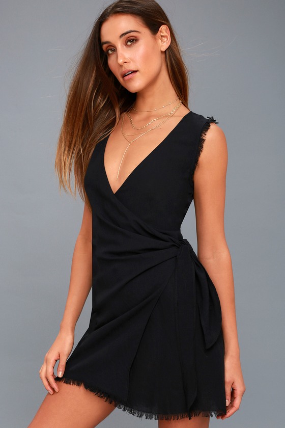 Cute Black Dress - Wrap Dress ...